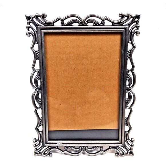 VTG Silver Tone Metal Scroll Art Deco Picture Photo Frame 3.5” X 5” Tabletop - Picture 1 of 8